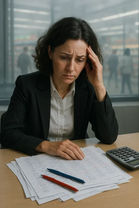 Imagem de mulher preocupada para ilustrar conteúdo sobre Split Payment.